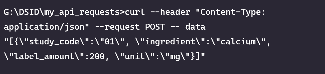 DSID API Example Response